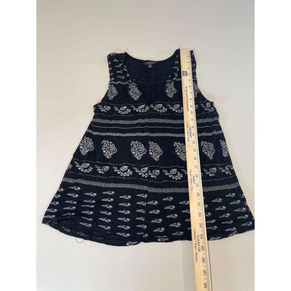 Lucky Brand Size S Black & White Boho Sleeveless Top - Picture 3 of 6